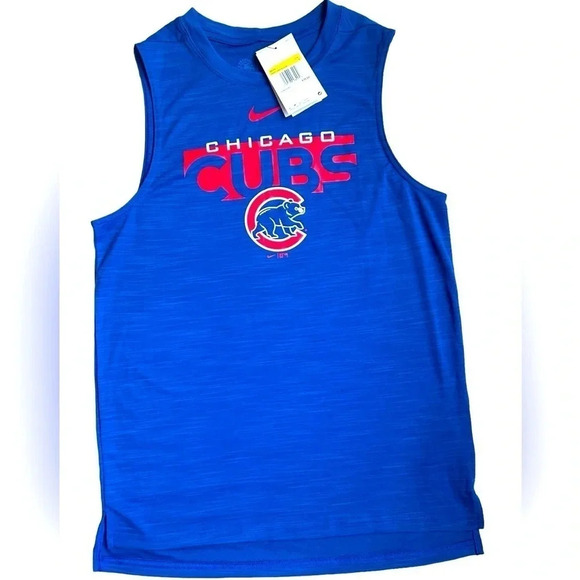Nike Chicago Cubs Blue Sleeveless Dri-FIT Muscle Tank Top Shirt Size Small - Picture 1 of 1
